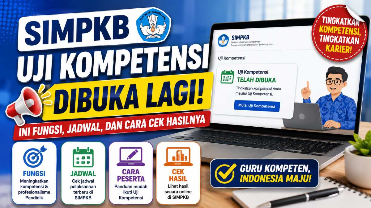 SIMPKB Uji Kompetensi Dibuka Lagi, Ini Fungsi, Jadwal, dan Cara Cek Hasilnya